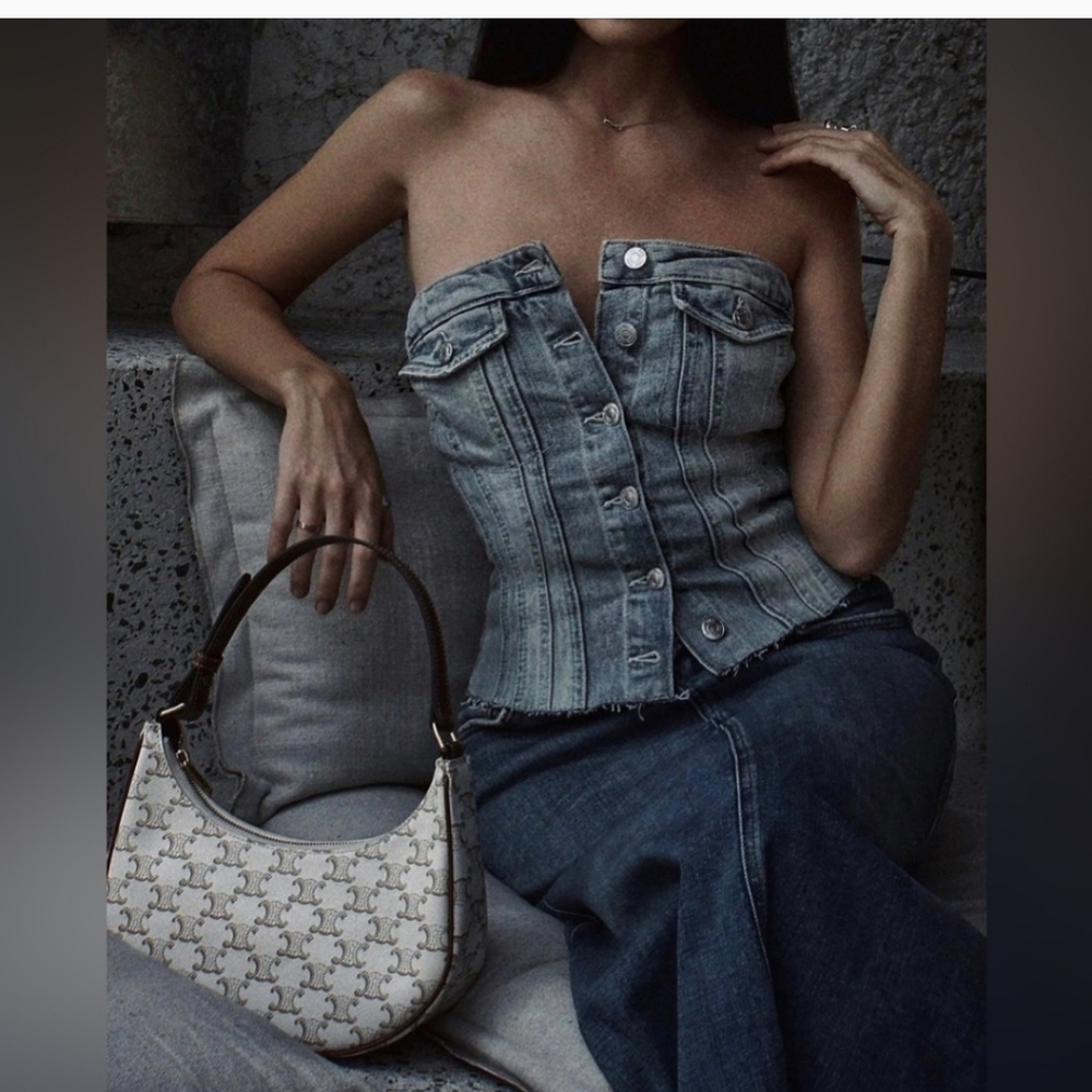 Zara Blue Corset Style Denim Top size S - Picture 13 of 16